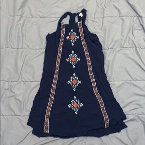 Navy Blue Print Front Dress